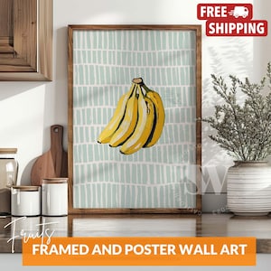 Boho Banana Fruit Print: Mid-Century Modern Kitchen Wall Art