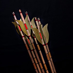Special Khaki Tulip Maned Traditional Arrows - 12 Piece (ABY Archery Design)