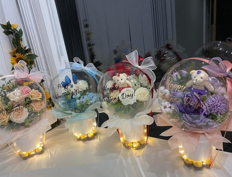 Flower Balloon Bouguet Balloon Flower Flower Balloon Basket Personalized Gift Birthday Gift