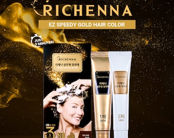 RICHENNA Gold Self Hair Color, Henna Hair Color, Self Hair Color for Gray Hair, Hair Cover for Gray Hair, Just 3 Minutes, K-Beauty, 리체나