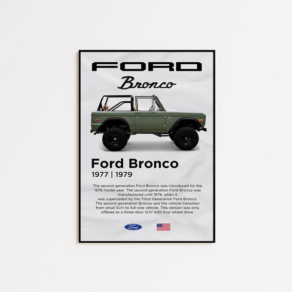 Ford Bronco Car Poster | Car Poster | Ford Poster | USA | Bronco Print | Car Art