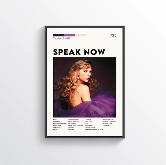 Taylor Swift Music Poster, Speak Now | Music Poster | Album Poster | Album  | Album Print | Album Art