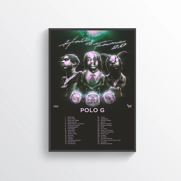 Polo G Music Poster, Hall of Fame 2.0 | Music Poster | Album Poster | Album | Album Print | Album Art