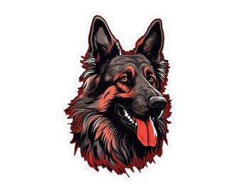 German Shepherd, Kiss-Cut Vinyl Decals, GSD, Long hair Shepherd, Water scratch UV resistant,