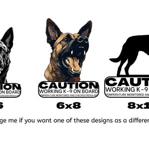 Perro de trabajo a bordo, calcomanía de vinilo para pastor belga malinois, temperatura controlada, pastor alemán, IPO, Schutzhund, coche para papá y mamá, precaución, deportes caninos