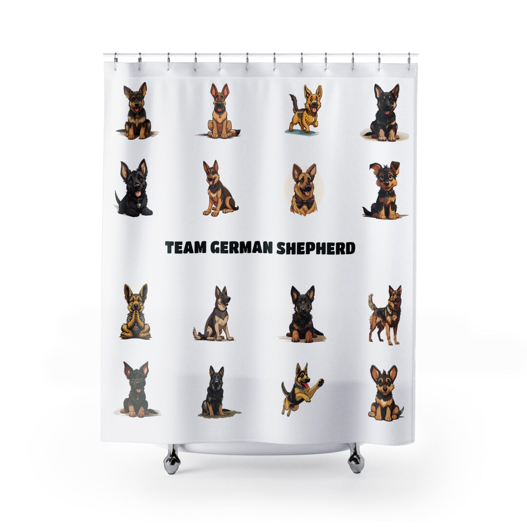 Team German Shepherd Shower Curtain, Bathroom, Sable, Bicolor, Black