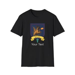 Belgian Malinois Disc Dog Shield Unisex Softstyle T-Shirt, Personalized Cartoon Maligator Tee, Dog Sports Fan Gift Shirt, Disc Dog Lover