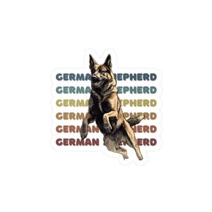 GSD Retro Vinyl Decal Stickers, German Shepherd Cartoon Fun, Gift Idea for Dog Parents, Pet Owners, Cute Decals for Laptops, Cars, bottles