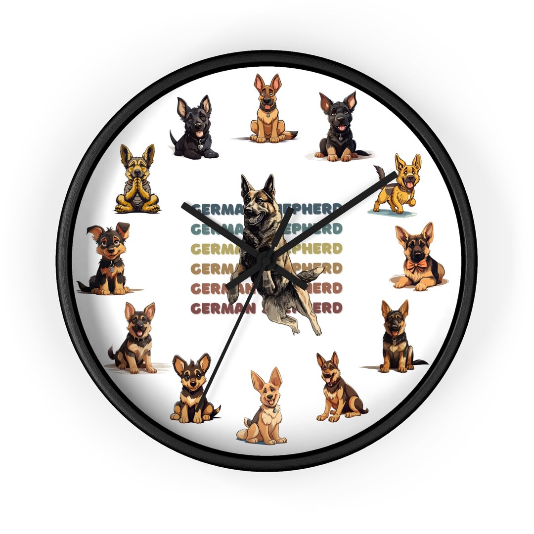German Shepherd Wall Clock Black and Tan Standard Sable Etsy