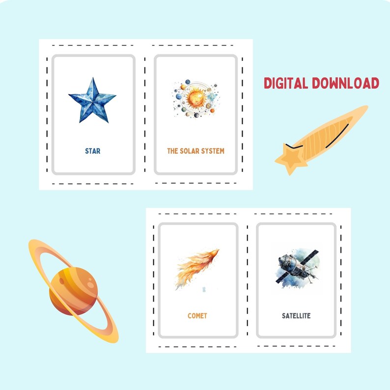 Printable Flash Cards Solar System Flash Cards Flash Cards - Etsy