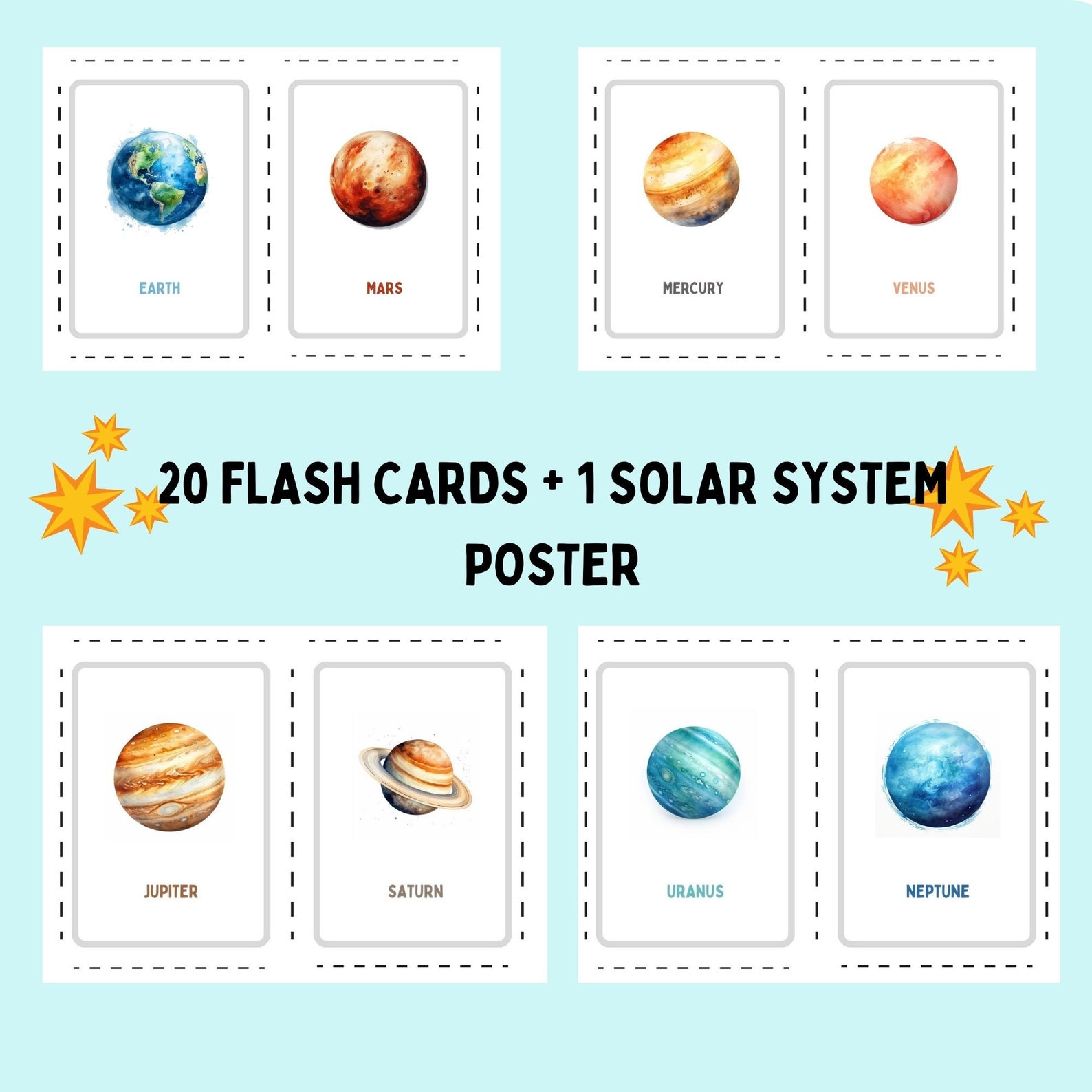 Printable Flash Cards Solar System Flash Cards Flash Cards - Etsy
