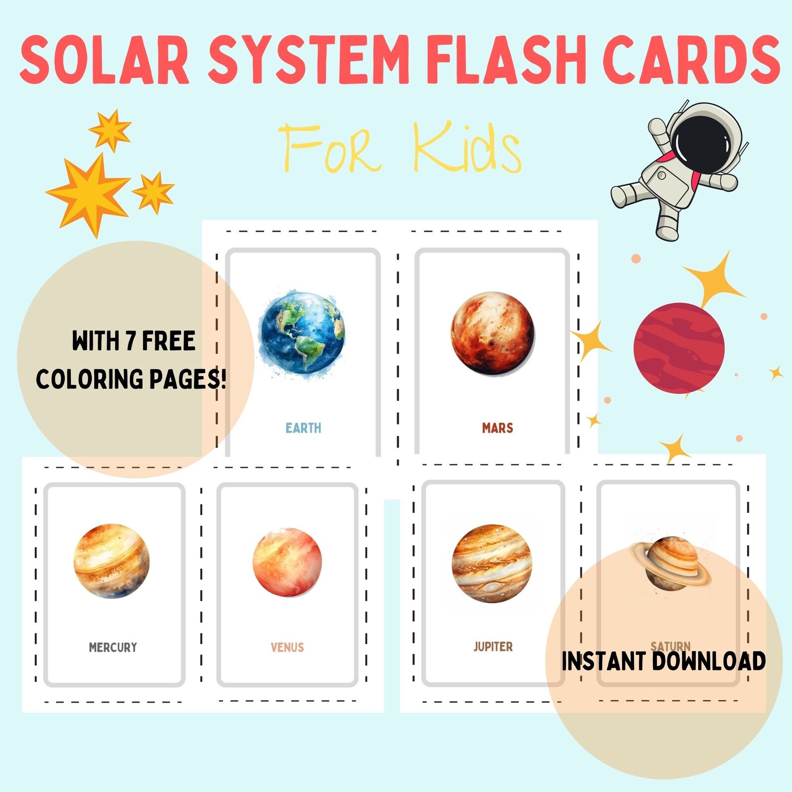 Printable Flash Cards Solar System Flash Cards Flash Cards - Etsy