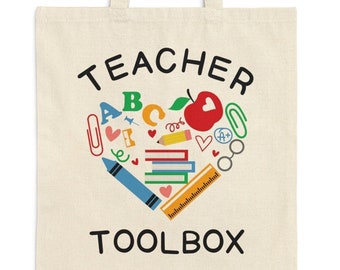 Leraar Tote Bag, Teacher Toolbox, Teacher Bag, Teacher Gift, Back to School, Cotton Canvas Tote Bag