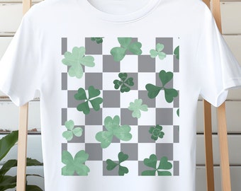 St Patrick's Day Shirt, Four Leaf Clover, Lucky Shirt, Shamrock Shirt, Clover T-Shirt, Unisex Short Sleeve Tee