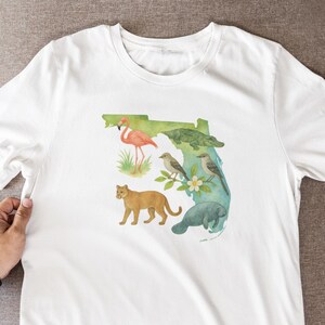 Florida Wildlife T Shirt Graphic Tee State Animals Alligator Flamingo Manatee Panther Nature Lover Gift For Floridian