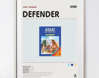 Defender Atari 2600 Poster: Minimalistische Vintage Game Art (Digitaldruck)