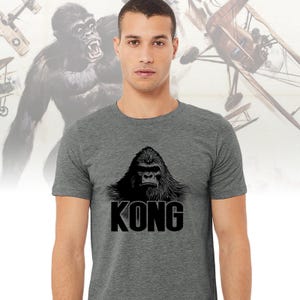Jungle-themed King Kong graphic T-shirt designed with comfort and style in mind. Machine washable, eco-friendly, and preshrunk for long-lasting wear.