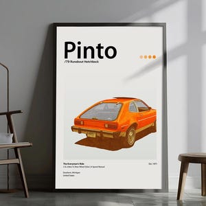 1979 Ford Pinto Poster – Vintage 70s Car Wall Art, Retro Auto Print