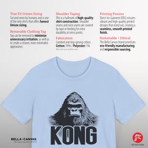 Lightweight and comfortable King Kong T-shirt with a breathable cotton-polyester blend, making it ideal for casual wear or gifting to jungle animal enthusiasts.