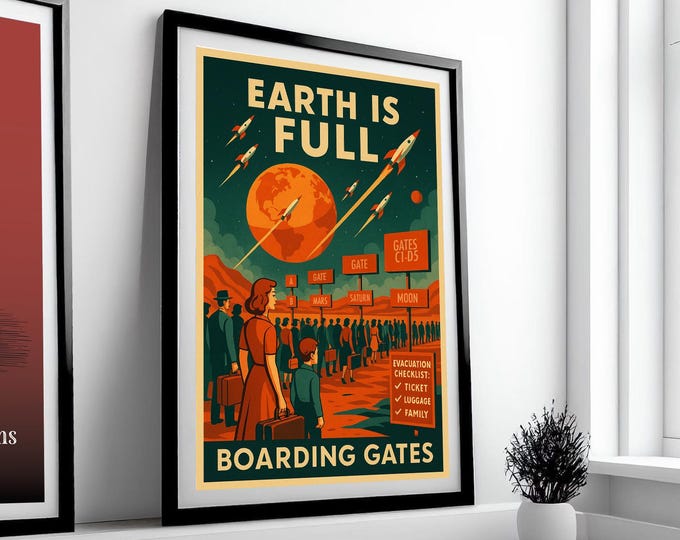 Retro Sci-Fi Propaganda Poster: 1950s Atomic Age Space Art