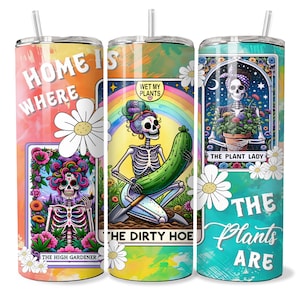 Tarotkarten Tumbler Wrap, 20 Unzen Skinny Tumbler Sublimationsdesign, gerader Tumbler Wrap, lustige Tarotkarten PNG Wrap, Plant Mom Tumbler Wrap