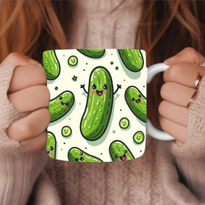 Happy Pickles Mug Wrap, 11oz and 15oz Mug Wrap Sublimation PNG, Instant Digital Download, Cute Mug PNG, Pickle PNG