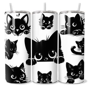 Adorable Black And White Kittens Tumbler Wrap,20oz Cat Tumbler Wrap,Cute Kitten Tumbler,Kitten 20oz Wraps,Womens Tumbler Designs,Sassy