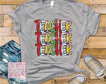 Pastel Teacher Shirt Png, Back To School Design (Digital Download)
