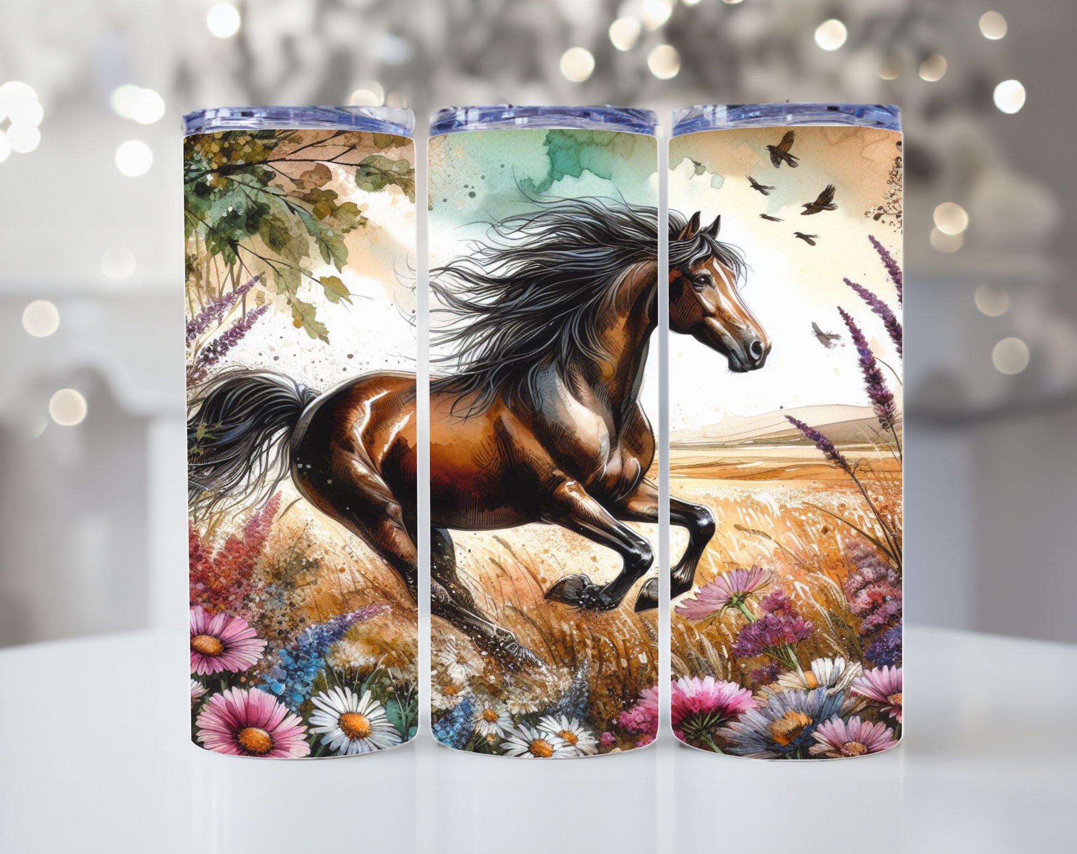 Horse Tumbler Wrap, 20oz Skinny Tumbler Sublimation Design, Instant ...