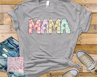 Pastel Mama Floral PNG, Retro Mom Shirt Design (Digital Download)