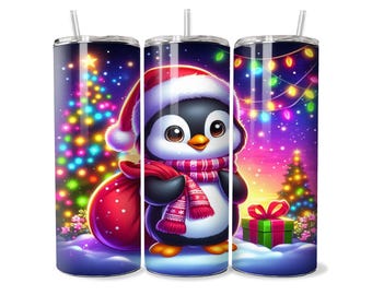Christmas Penguin 20oz Tumbler Wrap, Happy Holidays (Digital Download)