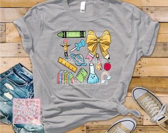 Pastel Teacher Shirt PNG, Back To School Clipart (Digital Download)