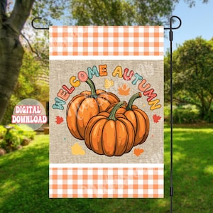 Garden Flag Design,Autumn Garden Flag Png Design,Pumpkin Flag png File,Autumn Digital Design,Digital Download,12x18 Garden Flag Design