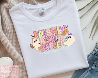 Freshly Boo'd Coffee Ghost PNG, Halloween Shirt Design (Digital Download)