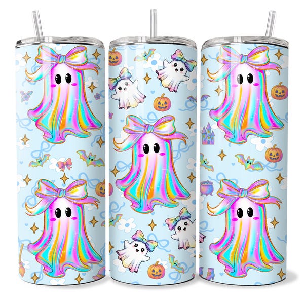 Iriserende Halloween-bekerverpakking van 20 oz, ontwerp Halloween-beker, ontwerp Ghost-sublimatie, digitale download, png-bestand