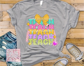 Pastel Teacher Shirt PNG, Back To School Design (Digital Download)