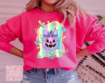 Pastel Halloween Pumpkin PNG, Preppy Fall Design (Digital Download)