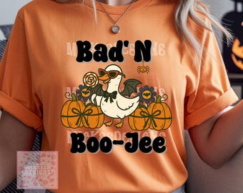 Bad N Boo-Jee Goose Halloween PNG, Coquette DTF (Digital Download)
