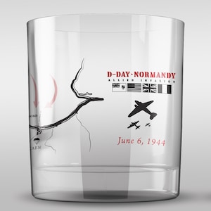 D-Day Landing Map Rocks Glass World War II