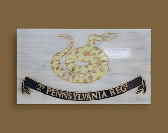 2nd Pennsylvania Regiment – 16” x 9” Handmade American Revolution Wood Flag