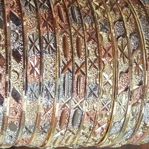 3Tone Tri-Color Bangle Bracelets 6MM - Semanario Set of 7 Bangles