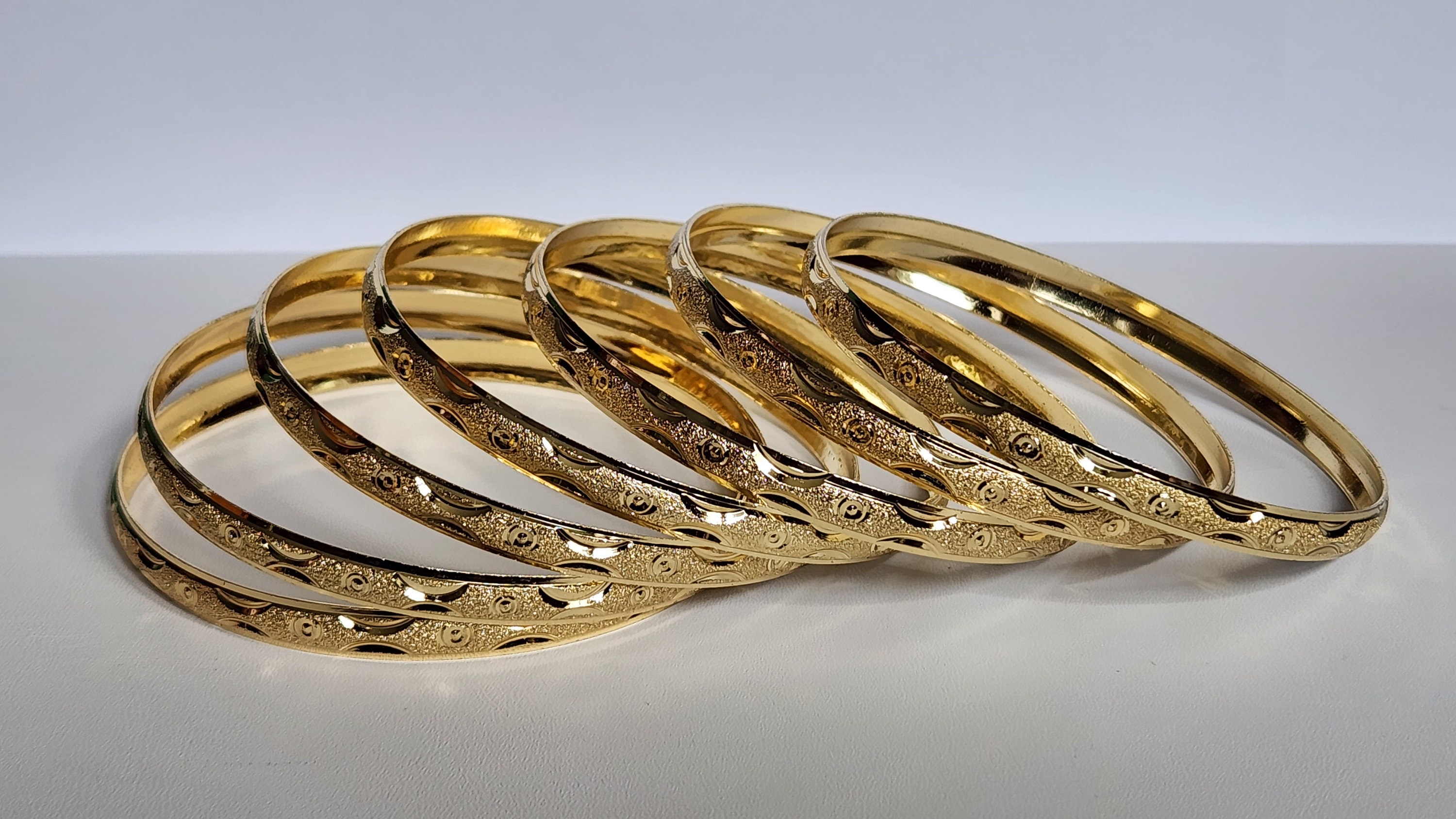 Gold Layered Diamond Cut Bangle Bracelets 6MM (1 Dozen)