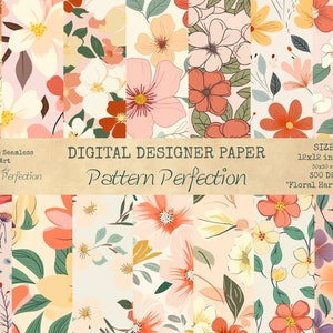 Floral Harmony: Seamless Digital Paper File patterns Sublimation Sublimate File, Tumbler Wrap Transfer Cake Topper File  .PNG .JPEG
