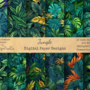 Jungle: Seamless Digital Paper File patterns Sublimation Sublimate File, Tumbler Wrap Transfer Cake Topper File  .PNG .JPEG
