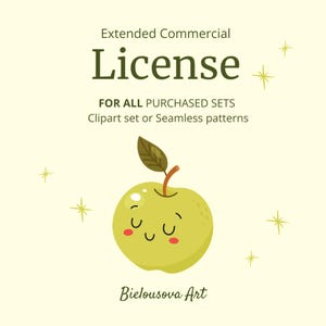 Extended commercial license for all clipart sets and seamless patterns | digital download for unlimited POD use