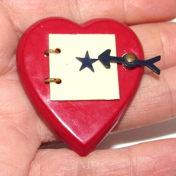 WWII Celluloid Son in Service Blue Star Red Heart Locket Pin
