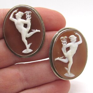 Shell Cameo Hermes Silver Cuff Links
