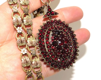 Late Victorian Garnet Locket on Fancy Chain