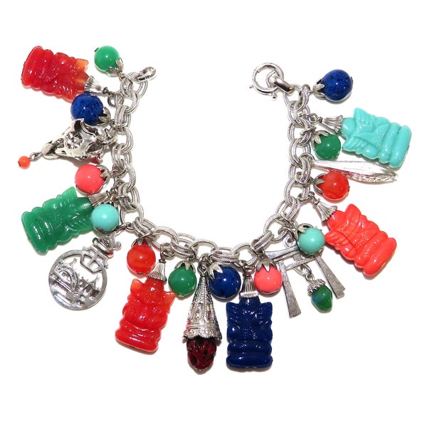 Napier Vintage Asian Motif Charm Bracelet