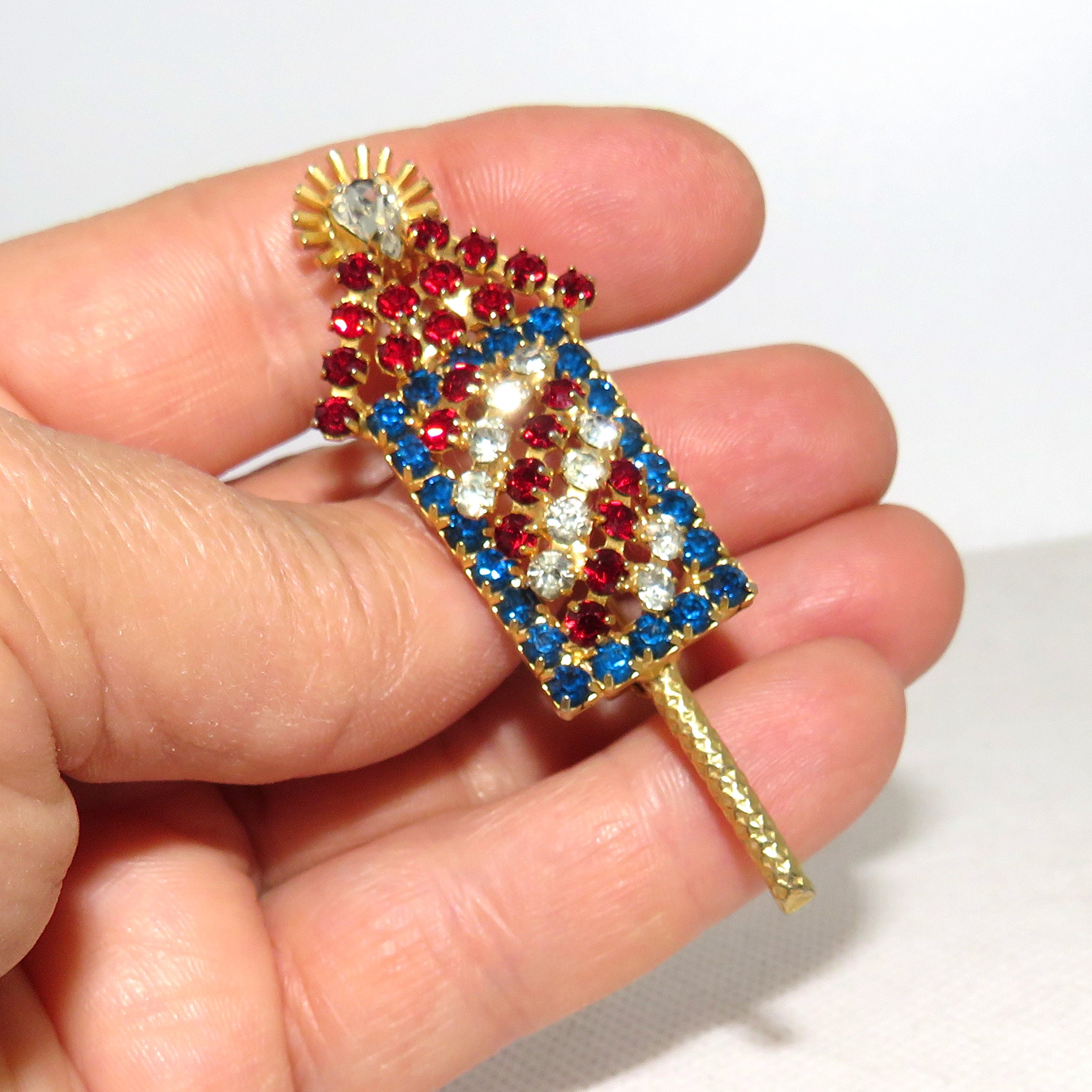 Hobe 1965 Rhinestone Firecracker Pin - Etsy
